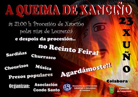 O vindeiro 23 de xuño terá lugar en Lourenzá "A Queima do Xanciño". A festa dará comezo ás nove da noite. 